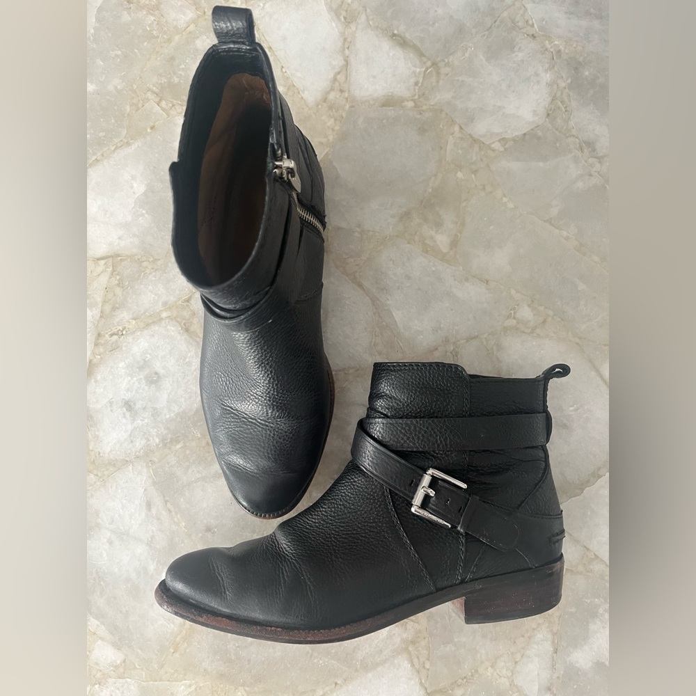 COACH Lannah Safari Leather  Harness Booties (Black) - Authentic